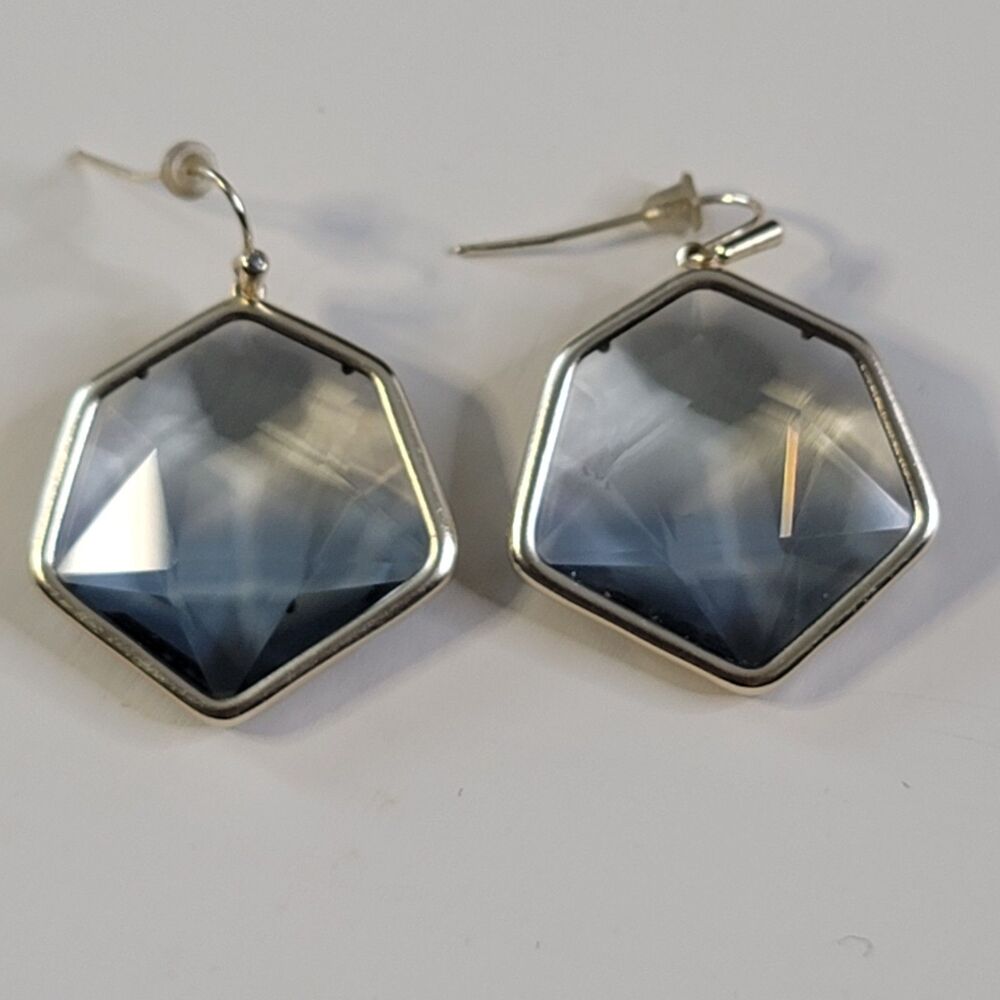 Kendra Scott Vanessa Silver Faceted Dichroic Glass Drop Earrings Gray